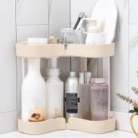 Estante esquinero de doble capa, estante de almacenamiento de cosméticos en forma de L para baño, organizador de cocina, gris - details 5