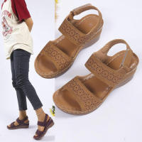 Sandalias romanas de talla grande con una sola tira calada para mujer, verano 2025, nuevas sandalias de velcro para exteriores - details 4