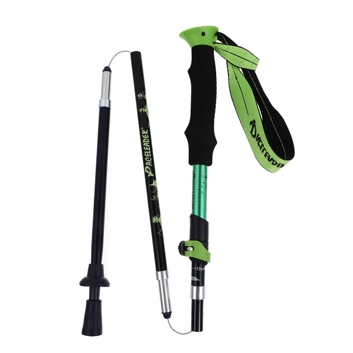 Bastón de Trekking portátil, Alpenstock, plegable, 5 secciones, aleación de aluminio, 1 unidad - 1