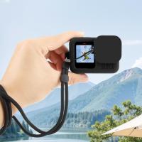Para GoPro HERO13 Funda protectora de silicona PULUZ negra con correa para la muñeca y cubierta de lente (negro) - details 0