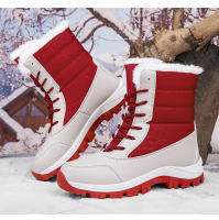 Zapatos de algodón de tubo de invierno, botas largas negras para mujer, botas de nieve cálidas y de forro polar grueso para exteriores, talla grande 42 para mujer - details 19