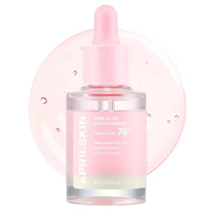 APRILSKIN Pink Serum 1.01 fl.oz (30ml) Fórmula hidratante 78% Jeju Aloe Mucin con acabado no pegajoso para un aspecto de brillo de vidrio, - 1