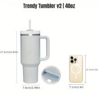 Vaso de piezas con pajita, botella de agua al vacío de doble pared de acero inoxidable de 40Oz, adecuado para viajes, deportes, conducción en coche, 1 unidad - details 1