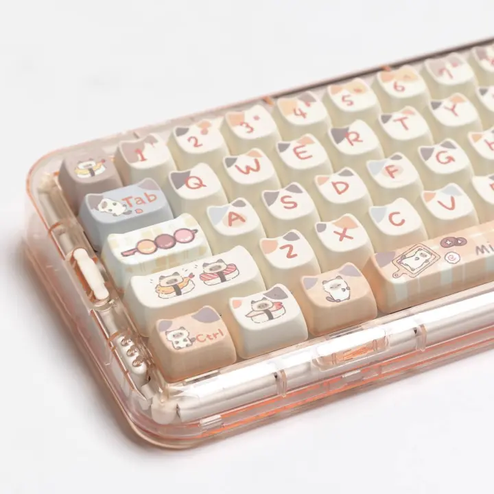 Sushi Meow Keycap forma de gato MAO altura gato siamés MAC sublimación caliente adecuada para HI75 X75 F99 104 F87 (Teclado no incluido) - 1