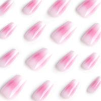 Degenerado en uñas largas prensadas de almendra negra roja, colorete, rosa, ballet, puntas de uñas postizas removibles para mujeres y niñas, 24. - details 1