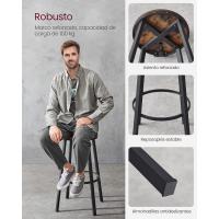 Taburetes de Bar Altos con Resalón Juego de 2, Acero, Montaje Fácil, Industrial, Marrón Rústico y Negro LBC026B01V1 - details 3