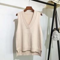 Suéter sae suelto coreano de punto con cuello en V para mujer, chaleco sin mangas, otoño e invierno - details 10