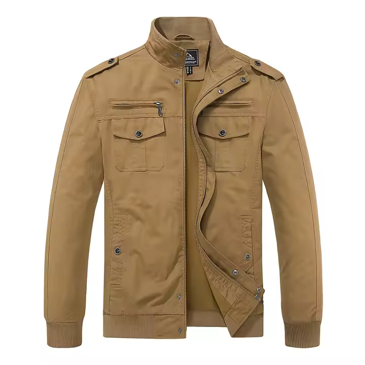 Chaqueta de Algodón para Hombres MAGCOMSEN Abrigo de Viento con Cremallera Multi-Bolsillos - 1