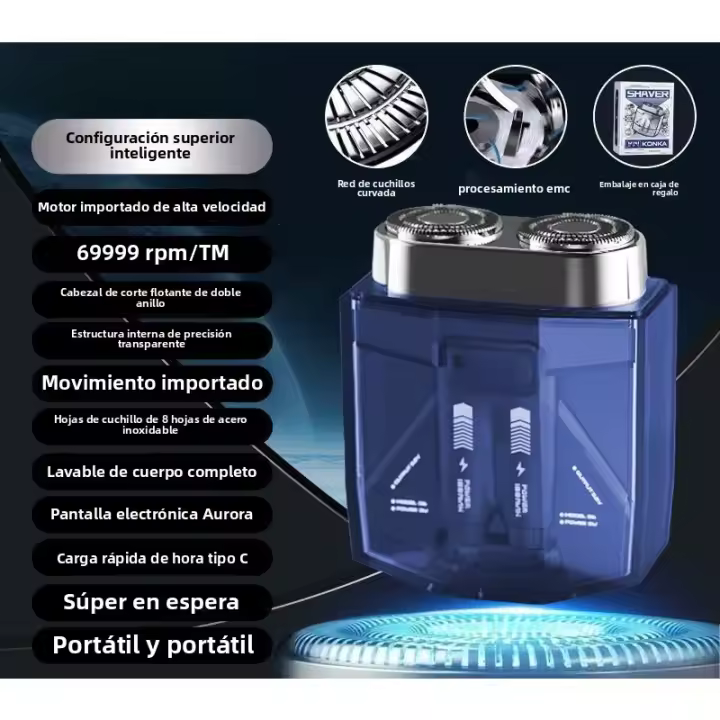 Afeitadora Eléctrica de Doble Cabeza Alta Potencia, Silencio, Viaje, Belleza - 1
