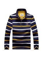 Polo de manga larga para hombre, Camiseta de algodón con bordado a rayas, informal, a la moda, novedad de primavera, 2024 - details 1