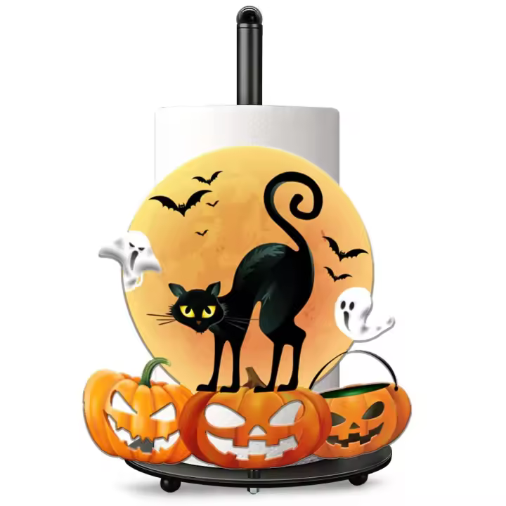 Soporte de Tejidos de Halloween Decoración de Cocina de Granja con Gato Lunar - 1
