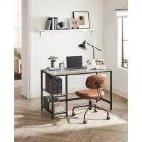 Escritorio con 2 Estantes a la Izquierda o a la Derecha, Mesa de Trabajo, para Salón Oficina, Estructura de Acero, Industrial, Marrón Rústico y Negro Tinta LWD55X - details 50