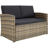 Jardín de Ratán y Acero, Muebles de Jardín Exterior, 2 Sillones 1 Sofá 1 Mesa con Cristal, Conjunto Terraza Resistente a la Intemperie, con Cojines, Fundas - details 7