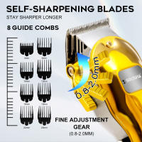 Solimpia Cortapelos de metal Kit de corte de cabello personal Cortapelos de peluquero dorado y plateado Estilo de cabello de caballero Máquina de corte de cabello inalámbrica para barbería - details 4