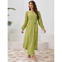 Vestido casual de manga larga para mujer, prenda elegante de color bastante sólido, para 2025 - details 7