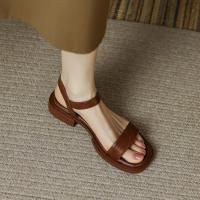Sandalias de Mujer 2025 Estilo Sofisticado Transpirable con Tacón Bajo Piel Ecológica Certificada - details 1