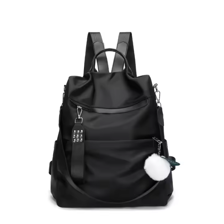 Mochila Mujer Elegante, Nylon Negro, Antirrobo, Gran Capacidad, Viaje - 1
