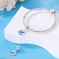 Encanto de Pulsera Fit 3mm 925 Original Plata de Ley S925 con Zirconia Azul Pavé Joyería DIY para Mujeres Material Principal de Metal Estilo de Encanto - details 1