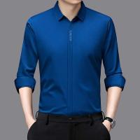 Nueva camisa informal de negocios de manga larga de Color sólido resistente a las arrugas cómoda para todas las estaciones Top versátil - details 5