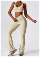Traje de Yoga Deslizante para Mujer Entrenamiento de Baile Secado Rápido Fitness y Ocio Conjunto de Deporte de Dos Piezas Chaleco+Pantalones - details 26