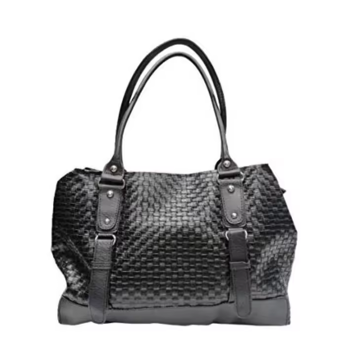Bolso de viaje Shopper de mujer de hombro Ecopiel negro grande 39 ancho X 29 alto X10f ondo cms - 1