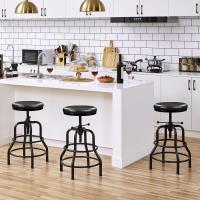 Taburete sintético Alto Redondo Ajustable en Altura con Dos reposapiés, Silla de Cocina con Marco de Metal para Cocina, Restaurante Bistrot Negro - details 3