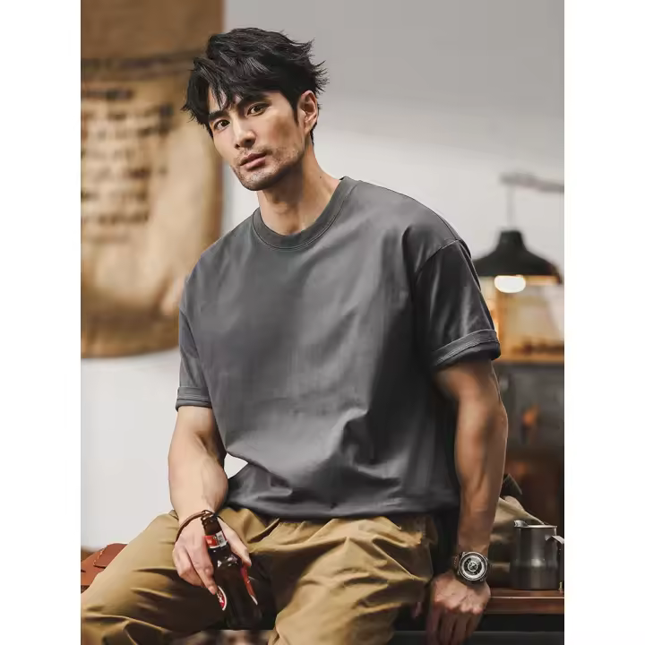 Camiseta de Algodón de Alta Calidad para Hombre Camiseta de Manga Corta Blanca - 1