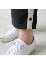 S Pure INS Cadena de hueso de serpiente con cuentas redondas simples, tobillera para mujer, joyería de pie de plata versátil con personalidad - details 3