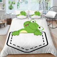 Juego de Ropa de Cama con Diseño de Ranas y Toad de Dibujos Animados a Lápiz Verde Tamaño King Queen Polyester Ideal para Niños y Adultos - details 18