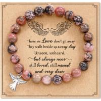 pulsera de piedra volcánica para hombre y mujer, brazalete de cuerda elástica, regalo para el Día del Padre, piedra lunar volcánica,Pulsera de regalo del Día de la Madre - details 12