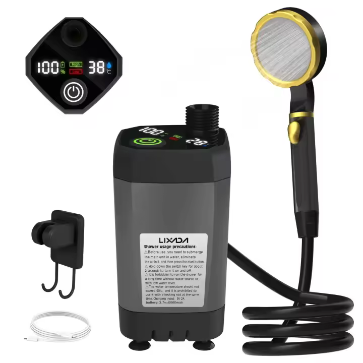 Bomba de camping RV Campamento al aire libre con pantalla completa Pantalla digital inteligente Kit de ducha ajustable de 6000 mAh - 1