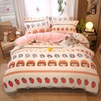 Sábana de Terciopelo Cálido Coral para Invierno con Estampado de Flor Hueso de Couette Suave y Grueso 240x220 - details 31