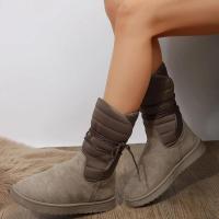Botas de nieve a media pantorrilla para mujer, zapatos de plataforma, mantienen el calor, con cordones, cómodas, impermeables, calidad, invierno - details 11