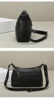 Bolso bandolera de piel auténtica para mujer, correa de hombro ajustable, diseño minimalista de gran capacidad, cierre de cremallera, capa de piel de vaca suave, blanco/negro, fabricado en Guangzhou, bolso de viaje versátil, accesorio elegante, costuras d - details 16