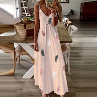 Vestido Maxi de Plumas Elegante Cómodo con Cuello en V Cuidado Fácil Moda para Mujeres - details 9