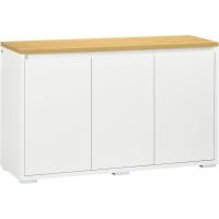 Taburete de Almacenamiento de Armario de Sala con 3 Puertas Estante Ajustable para Cocina Blanco - details 0