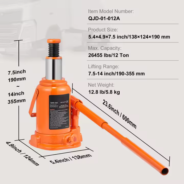 SucceBuy Gato hidráulico para botella, rango de elevación, mango de 3 secciones, para vehículos y uso industrial - 1