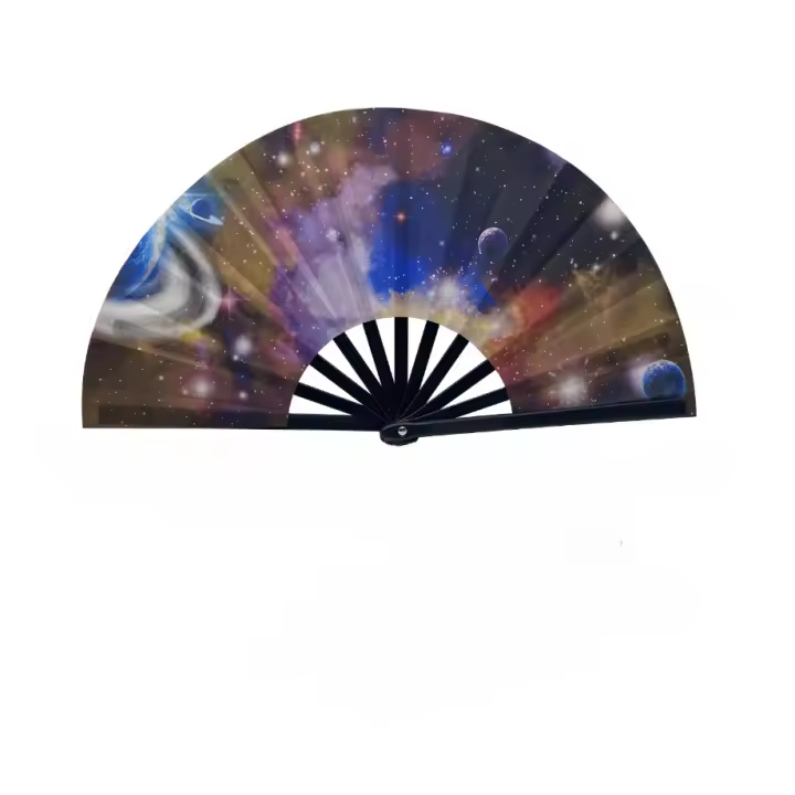 1 abanico de baile de estrellas de galaxia interestelar de ensueño: escultura de hueso de ABS con diseño de espacio cósmico, perfecto para festivales de música, día de San Valentín, bodas, fiestas y regalos del día de San Patricio, abanico de fiesta |   D - 1
