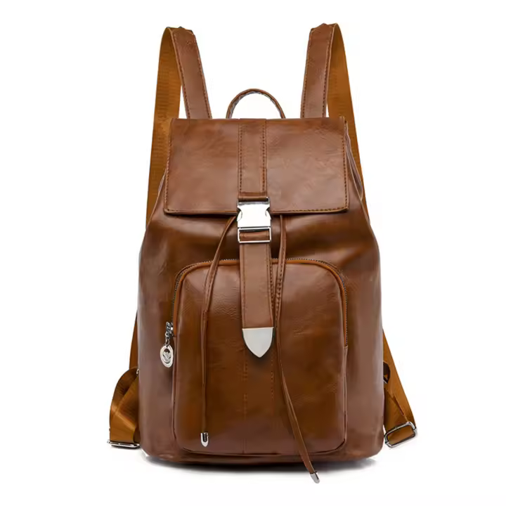 Mochila de viaje ligera de gran capacidad, Mochila De Cuero Flapover para libros, revistas y portátiles - 1