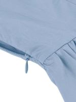 2025 nuevo Retro Turn Down Collar abotonada plisado sólido vestido de camisa de algodón de manga corta mujeres lisos Vintage vestidos hasta la rodilla - details 13