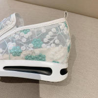 Cuña de malla con lentejuelas para mujer, zapatillas de deporte transpirables con plataforma de oro blanco, zapatos casuales que aumentan la altura - details 8