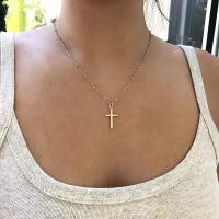 Collar Cruz EWENSOO de Metal Plateado 14K Colgante Delicado con Caja Collar Simple y Lindo para Mujeres - details 8