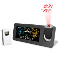 Reloj Electrónico de Proyección Calendario Perpetuo Estación Meteorológica Previsione del Tiempo Temperatura Humedad Pantalla a Color Despertador Digital - details 0