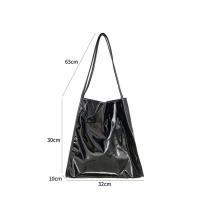 Hombro de charol de color sólido para mujer, bolso simple, bolso de compras informal para fin de semana, bolso de mano - details 16