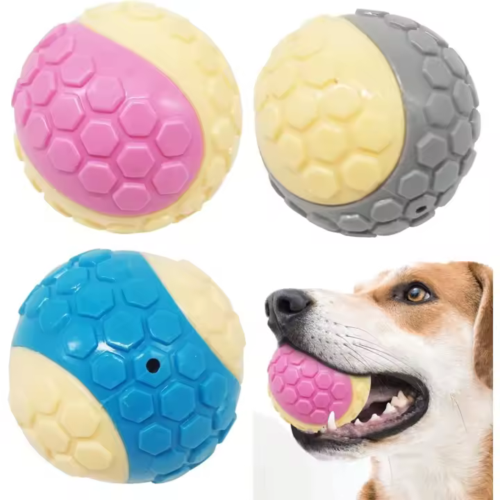 Juguete de 3 piezas para Perros, Pelota, Goma, Sonido chirriante, Indestructibles de Alto Estiramiento, Tamaño al Azar - 1