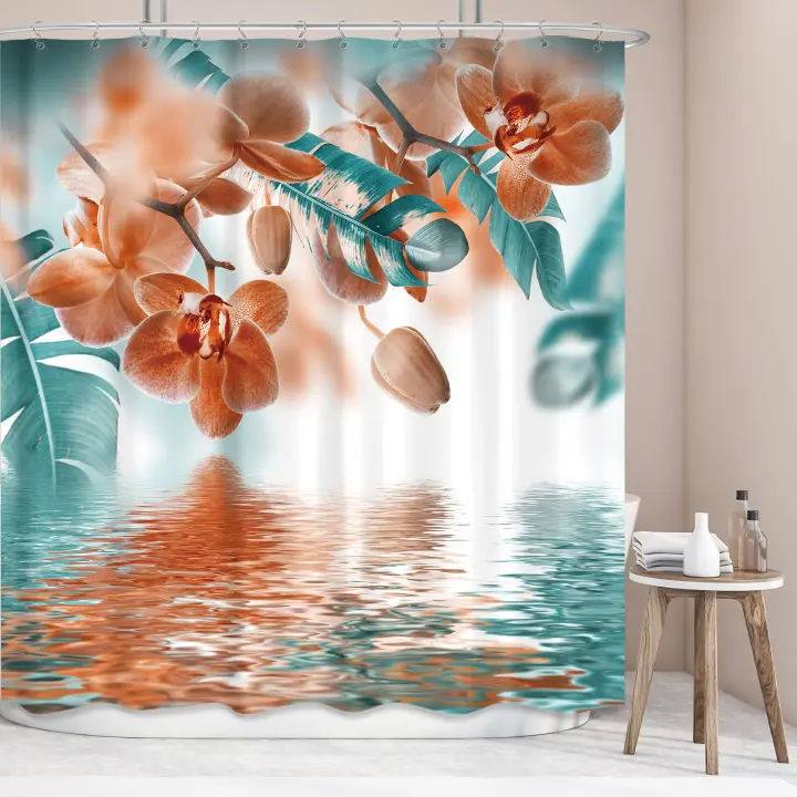 Cortina de ducha antimoho, 180 x 180 cm, dobladillo con peso, opaca, impermeable, lavable - 1