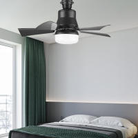 Negro Ventilador de Techo con Bombilla E26 Iluminado - Luz de Ventilador con Casquillo Pequeño - Color Regulable - Para Salón, Dormitorio, Baño - details 0