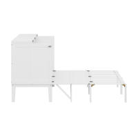 Cama de Armario Plegable de Pared 140x200 cm Marco con Escamas Blanco Para Jóvenes Sin Colchón - details 8
