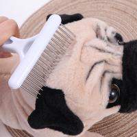 Cepillo de rastrillo suave para novio de gato, peine de rastrillo para perro de doble fila, peine de fila de agujas para perro blanco de acero inoxidable, cepillo de limpieza para perro - details 4