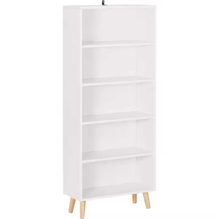Estantería de 5 Compartimentos Estantería Mara para Libros Estantería Blanca para Biblioteca - 1